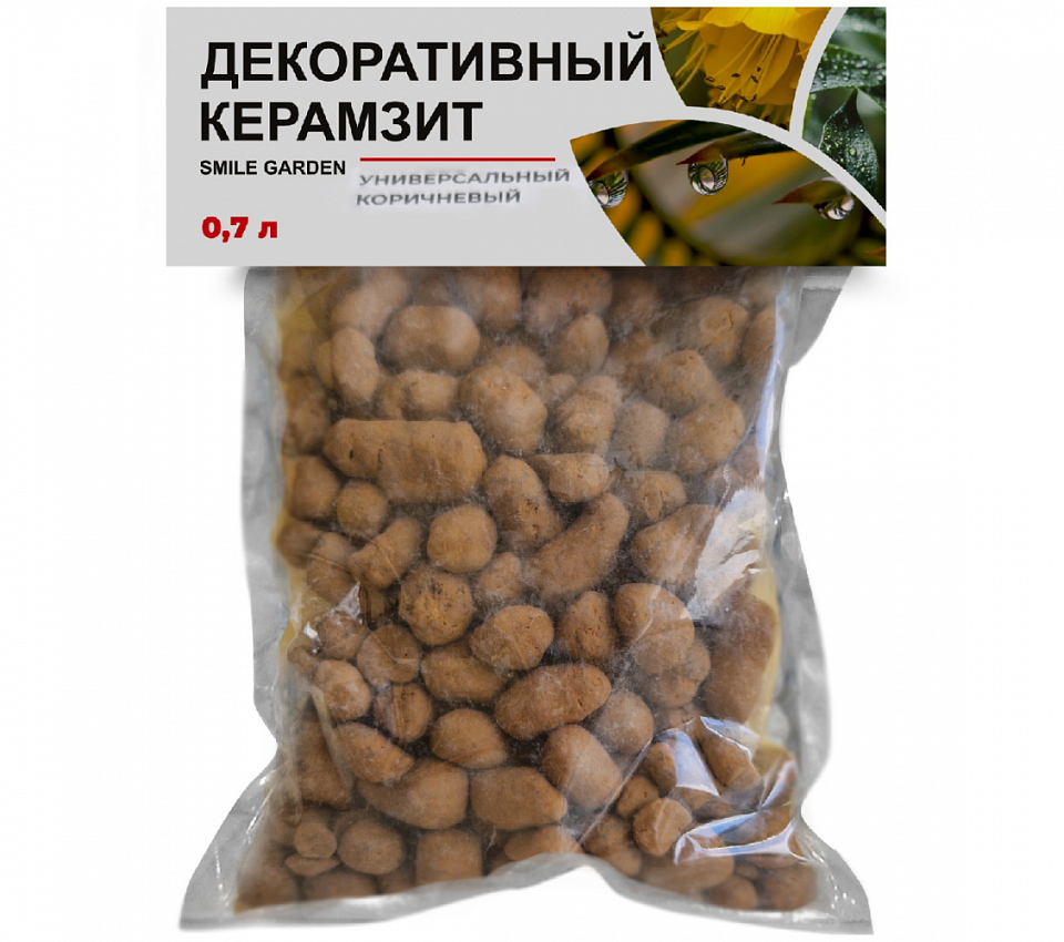 Декоративный крупный керамзит коричневого цвета